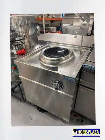 Inductie wok horeca | Staand model met kraan, Gebruikt
