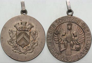 Brons medaille verzilvert 1931 Bielefelder medaille 100-j..., Verzenden