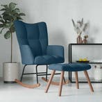 vidaXL Schommelstoel met krukje blauw fluweel, Verzenden, Nieuw