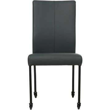 Leren eetkamerstoel Comfort met wieltjes - Hermes Ocean, Blauw, Nieuw, Leer, Ophalen of Verzenden
