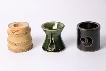 Set van 3 gesigneerde futaoki met tomobako - Bamboe en