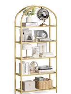 Glazen Boekenkast 5 Niveaus – Gouden Staand Wandrek Modern, Verzenden, Nieuw