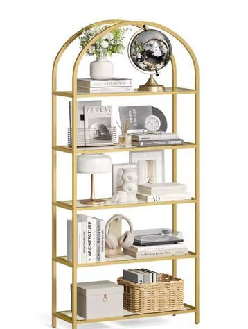 Glazen Boekenkast 5 Niveaus – Gouden Staand Wandrek Modern, Verzenden, Nieuw