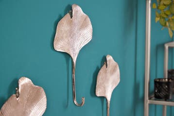 Decoratieve kapstokhaak set van 3 GINKGO 30cm zilver, Ophalen of Verzenden, Nieuw