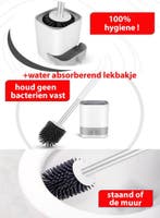 wc borstel -toilet borstel met houder met slimme lekbak, Nieuw, Wit, Overige typen