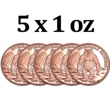 Verenigde Staten. 5 x 1 oz Cryptid Creatures Abominable