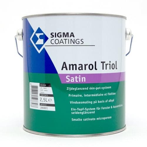 Sigma SCHAKELVERF Amarol Triol Satin - RAL 9010 - 5 liter, Doe-het-zelf en Verbouw, Verf, Beits en Lak, Lak, Overige kleuren, Nieuw