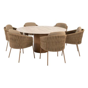 4 Seasons Outdoor Molina dining stoel + Colorado tafel 160 Ø, Tuin en Terras, Nieuw