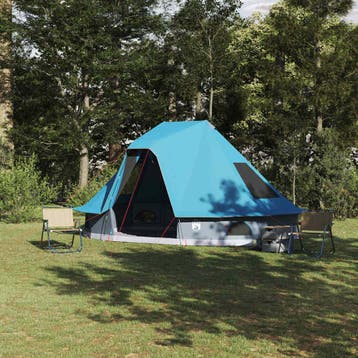 vidaXL Tipi Tent 6-persoons Blauw taft, Verzenden, Nieuw, Tot en met 2