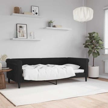 vidaXL Slaapbank 90x190 cm fluweel zwart, 90 cm, Eenpersoons, Verzenden, Zwart