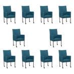 Set van 10 Leren eetkamerstoelen Spark - Toledo Turquoise, Huis en Inrichting, Stoelen, Ophalen of Verzenden, Nieuw, Leer