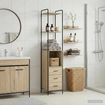 vidaXL Badkamerkast Sonoma Eiken 40 x 36 x 200,5 cm Bewerkt, Huis en Inrichting, Verzenden, Nieuw