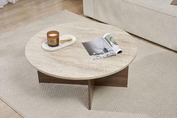 Evila Salontafel - Beige/Houtkleurig - Nieuw/Ongebruikt -, 50 tot 100 cm, Nieuw, Scandinavisch, 50 tot 100 cm