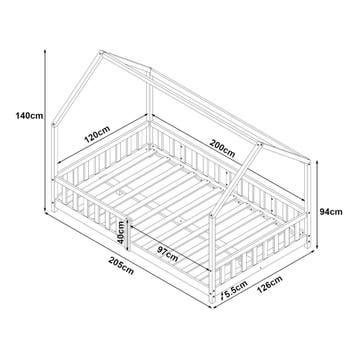 Kinderbed Hesel huisbed met matras en uitvalbeveiliging 120x, Verzenden, Nieuw