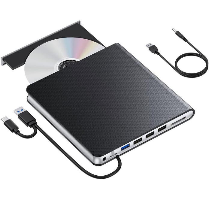 DrPhone DW13 - Externe 1080P CD/DVD Drive 6-in-1 USB 3.0 & U, Computers en Software, Harde schijven, Verzenden