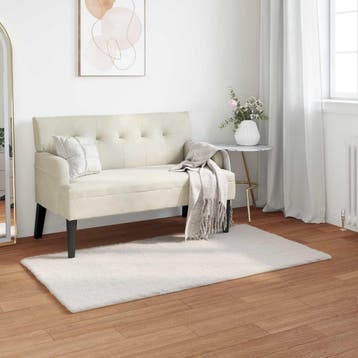 vidaXL Antislip vloerkleed van imitatie konijnenbont OLITE, Verzenden, Nieuw, Crème
