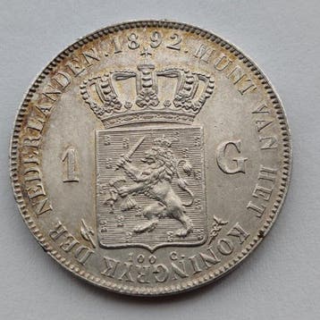 Nederland. Wilhelmina. 1 Gulden 1892 (Zonder minimumprijs)