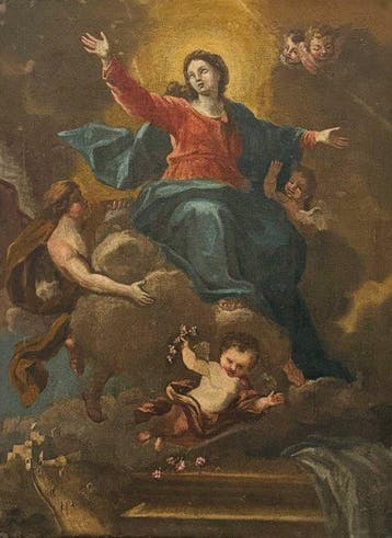 Italiaanse school (XVIII) - Madonna Assunta con Angeli, Antiek en Kunst