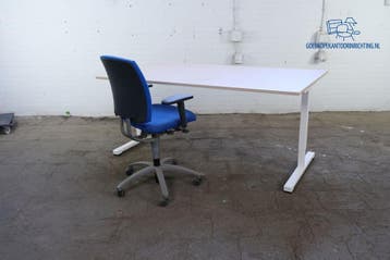 Eromes bureau licht eiken wit frame handmatig verstelbaar, Overige typen, Gebruikt, Verzenden, Overige merken