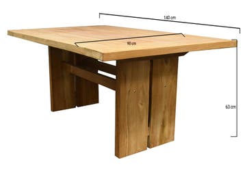 Paris lounge-diningtafel 140x90xH63 cm, Ophalen of Verzenden, Nieuw, Teakhout