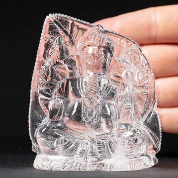 Extra Helder Kwarts - Fijn Snijwerk - Heer Ganesha - Hoogte:, Antiek en Kunst