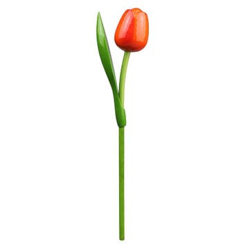 Houten tulp op steel 34 cm Orange red, Ophalen of Verzenden, Nieuw