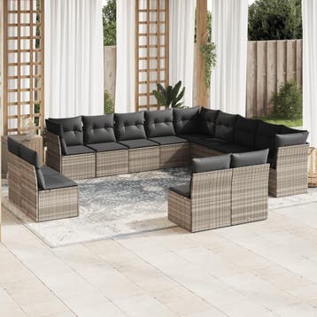 vidaXL 13-delige Loungeset met kussens poly rattan, Verzenden, Nieuw, Loungeset