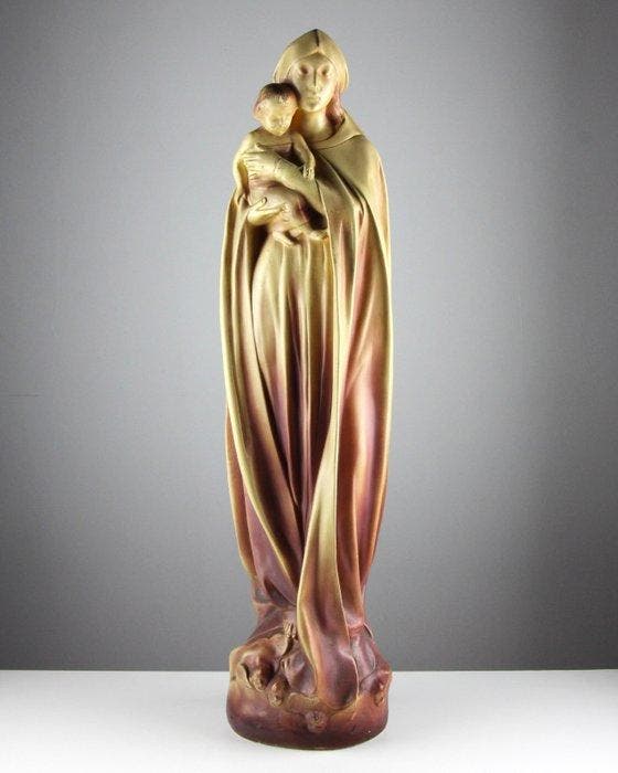 Beeld, Art Nouveau Madonna and Child - 70 cm - Gips, Antiek en Kunst, Kunst | Niet-Westerse kunst