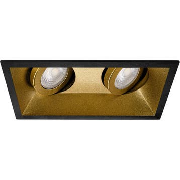 GU10 Inbouwspot Set - Mat Zwart/Goud - Inbouw Rechthoek, Huis en Inrichting, Lampen | Spots, Metaal of Aluminium, Nieuw, Ophalen of Verzenden
