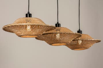 Rietveld Hanglampen - Bruin, Naturel - Metaal, Rotan, Verzenden, Nieuw