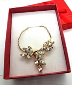 Vintage Trifari ketting met rhinestones, Overige materialen, Verzenden, Nieuw, Goud