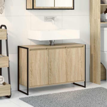 vidaXL Badkamer Kast Sonoma 90 x 30 x 60 cm Bewerkt hout, Verzenden, Nieuw
