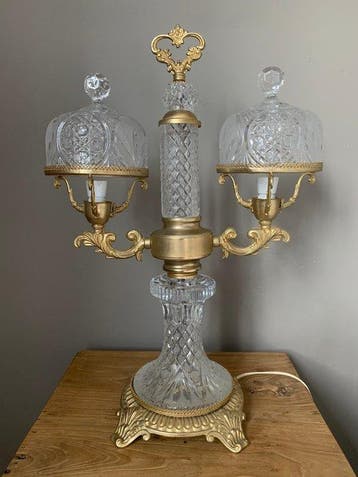 24K GOLD plated! CreArt Italy - Tafellamp - Kristal, Verguld, Antiek en Kunst