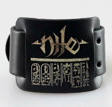 Nile - Logo/Hieroglyphs leren Polsband officiële merchandise, Ophalen of Verzenden, Nieuw, Kleding