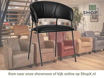 Leren eetkamerstoel met armleuning Glow - Toledo Nero, Huis en Inrichting, Stoelen, Zwart, Nieuw, Leer, Ophalen of Verzenden
