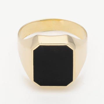 Ring - 14 karaat Geel goud - Onyx - Zegel, Sieraden, Tassen en Uiterlijk, Ringen, Nieuw