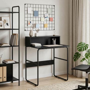 vidaXL Bureau met opbergruimte Zwart eiken 60 x 50 x 91 cm, Verzenden, Nieuw