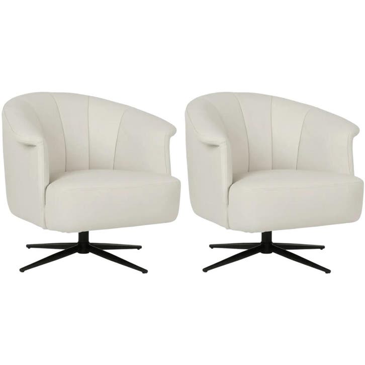 Set van 2 Leren draaifauteuils Embrace - Toledo Bianco, Huis en Inrichting, Fauteuils, 75 tot 100 cm, 75 tot 100 cm, Nieuw, Leer