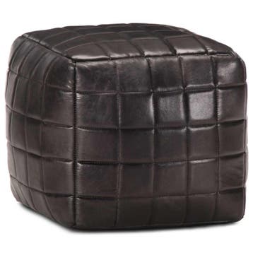 vidaXL Poef 40x40x40 cm echt geitenleer zwart, Verzenden, Nieuw