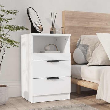 vidaXL Nachtkastje bewerkt hout wit, Minder dan 45 cm, Verzenden, Nieuw, 55 tot 70 cm