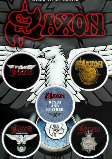 Saxon button Wheels Of Steel 5-pack officiële merchandise, Ophalen of Verzenden, Nieuw, Kleding