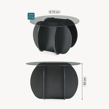 Salontafel Karhuvandi rond glas Ø70x40 cm zwart en grijs [en, Verzenden, Nieuw