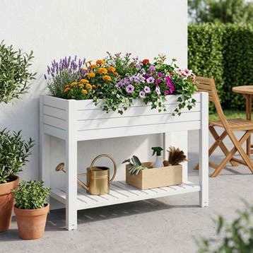 vidaXL Plantenbak verhoogd 110x45x79 cm polypropeen wit, Verzenden, Nieuw, Minder dan 60 cm, 60 cm of meer
