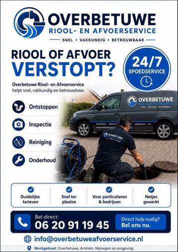 Riool- en Afvoerservice € 149,- incl btw, 24-uursservice, Onderhoud