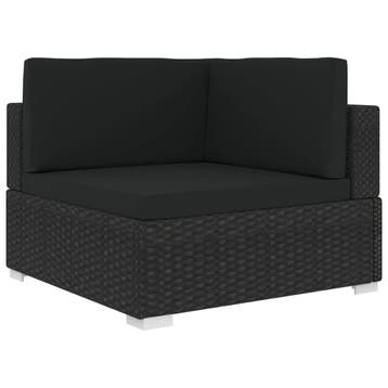vidaXL Hoekbank 1 st met kussens poly rattan zwart, Verzenden, Nieuw