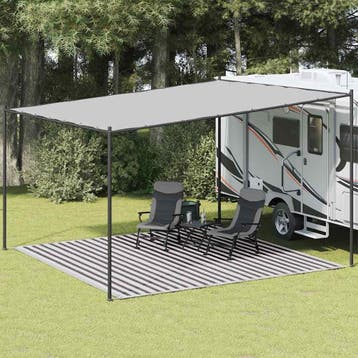 vidaXL Tenttapijt 400x400 cm HDPE antracietkleurig en wit, Verzenden, Nieuw