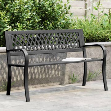 vidaXL Tuinbank 120 cm staal zwart, Tuin en Terras, Tuinbanken, Verzenden, Nieuw, Metaal