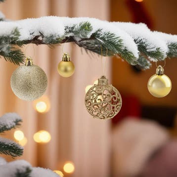 100 kerstballen onbreekbaar in goud - goud, Verzenden, Nieuw