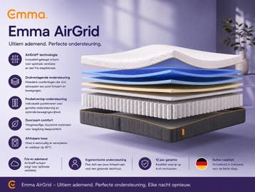 Emma Airgrid 90x200 Matras | Premium | Vanaf €150 ex btw., Nieuw, Matras