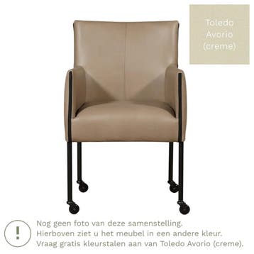 Leren eetkamerstoel More - Toledo Avorio (crème) - Poten, Huis en Inrichting, Overige kleuren, Bohemian, Industrieel, Modern, Scandinavisch